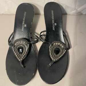 Montego Bay Club Black & Silver Beaded Sandal size 6 1/2